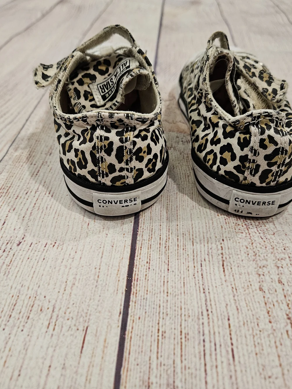 Converse Kids Leopard Print Sneakers - White/Tan/Black